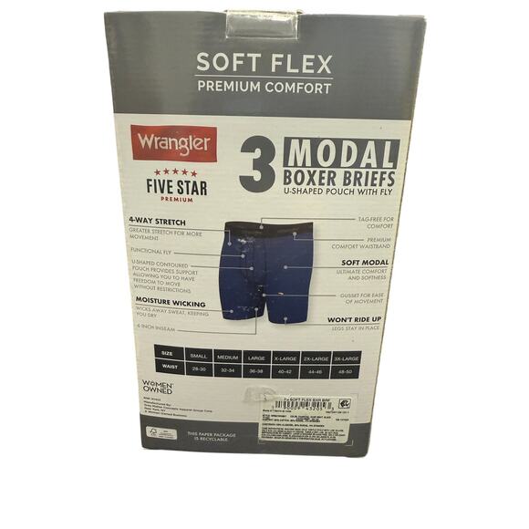 Wrangler Men's L Soft Flex Boxer Brief Set Boxer Briefs Underwear Men 3 Pack - Picture 5 of 6